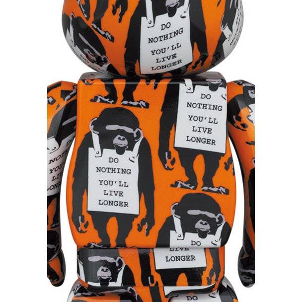 400% & 100% Bearbrick sæt - Monkey Sign (Banksy x Brandalised),