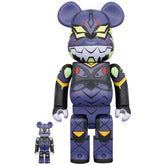 400% and 100% Bearbrick figures featuring Evangelion Unit 13 with shiny finish and stylized design