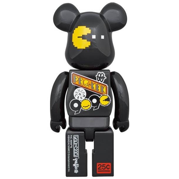 Bearbrick - Pac Man collectible toy by Grafflex, featuring black design elements and Pac-Man graphics.