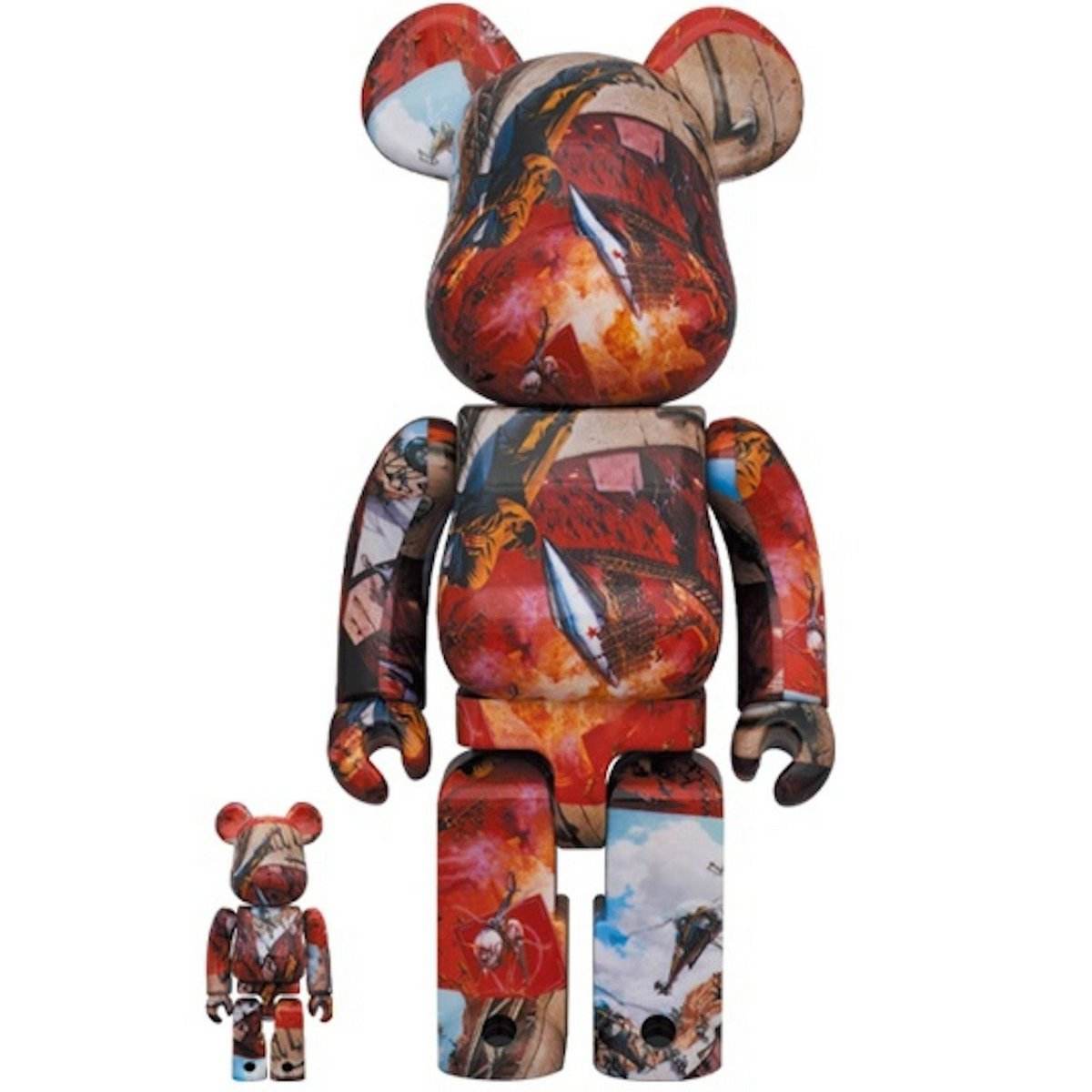 400% & 100% Bearbrick set featuring You Only Live Twice James Bond theme with movie collage design.