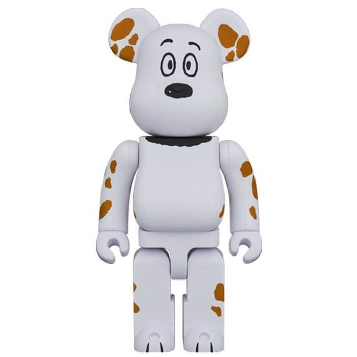 400% Bearbrick Marbles Peanuts collectible with floppy spotted ears.