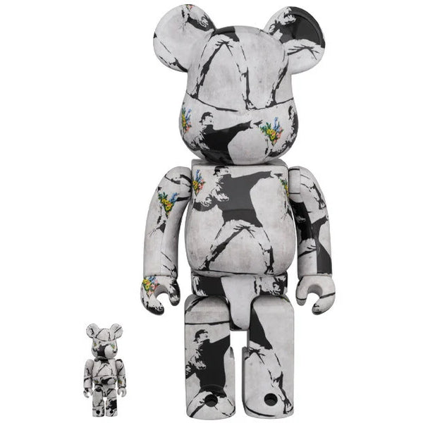 400% & 100% Bearbrick Sæt - Flower Bomber (Banksy)
