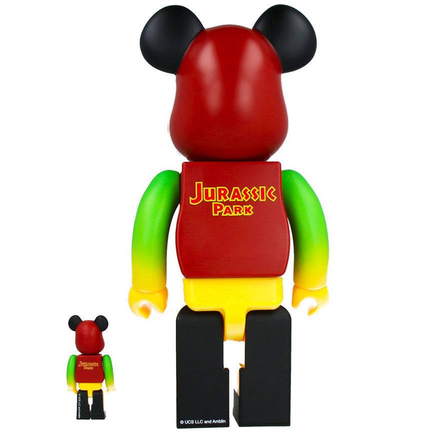 400% & 100% Bearbrick set - Jurassic Park (Groen & Geel)