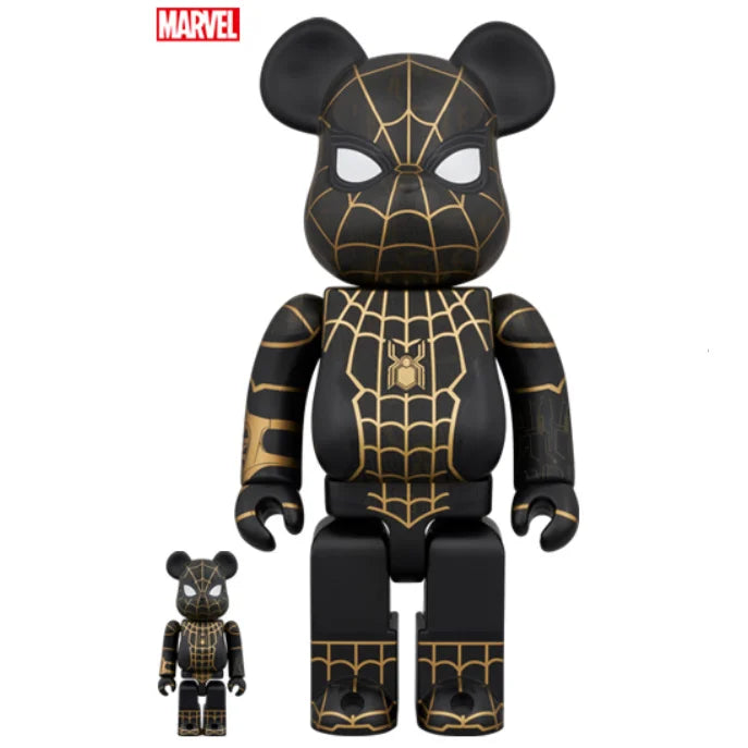 MARVEL BE@RBRICK 400% SPIDER-MAN LAST賞 400% & 100% Bearbrick - Spiderman - No Way Home (Black & Gold Suit)