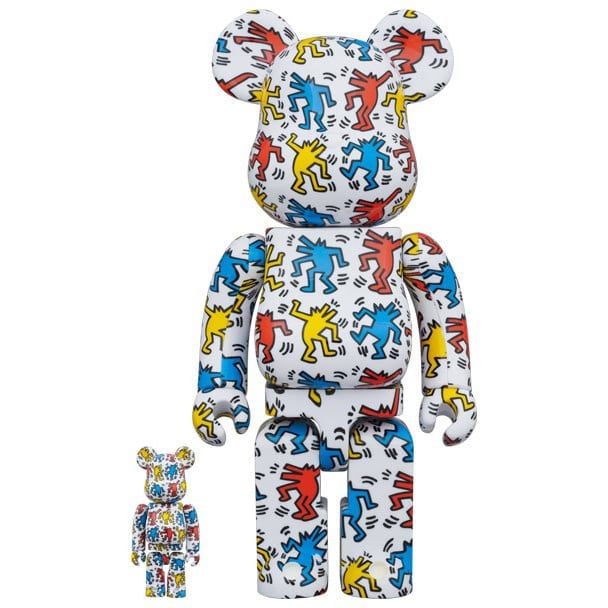 400% & 100% Bearbrick sæt - Keith Haring v9 (Dancing Dogs)