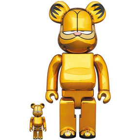 400% & 100% Bearbrick sæt - Garfield (Gold Chrome)