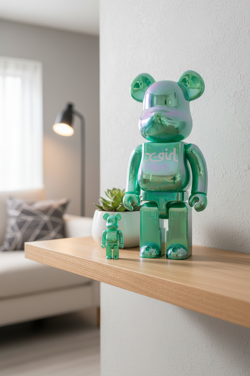 400% & 100% Bearbrick Set - X-girl (Clear Green)-Medicom Toy-Bearbrick