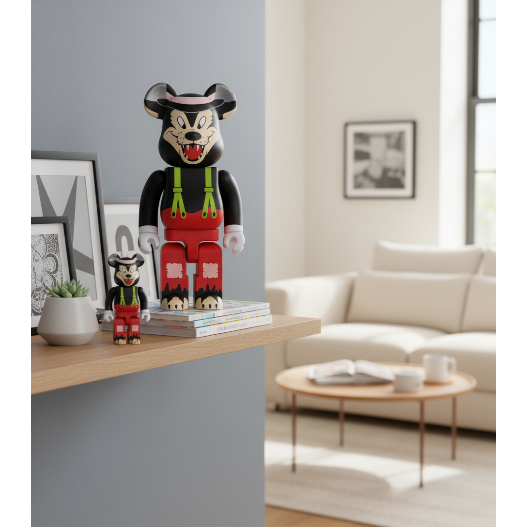 400% & 100% Bearbrick Sæt - The Big Bad Wolf (Disney)