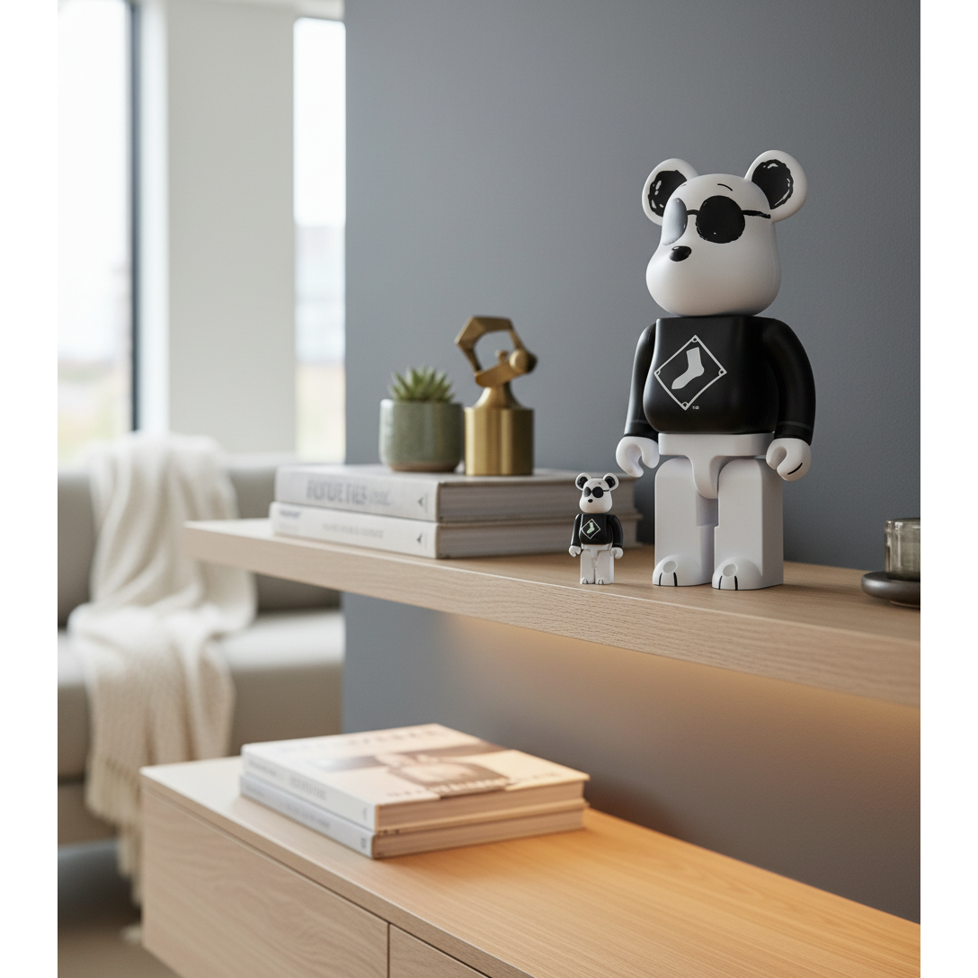 400% & 100% Bearbrick Sæt - Snoopy White Sox (MLB x Peanuts)