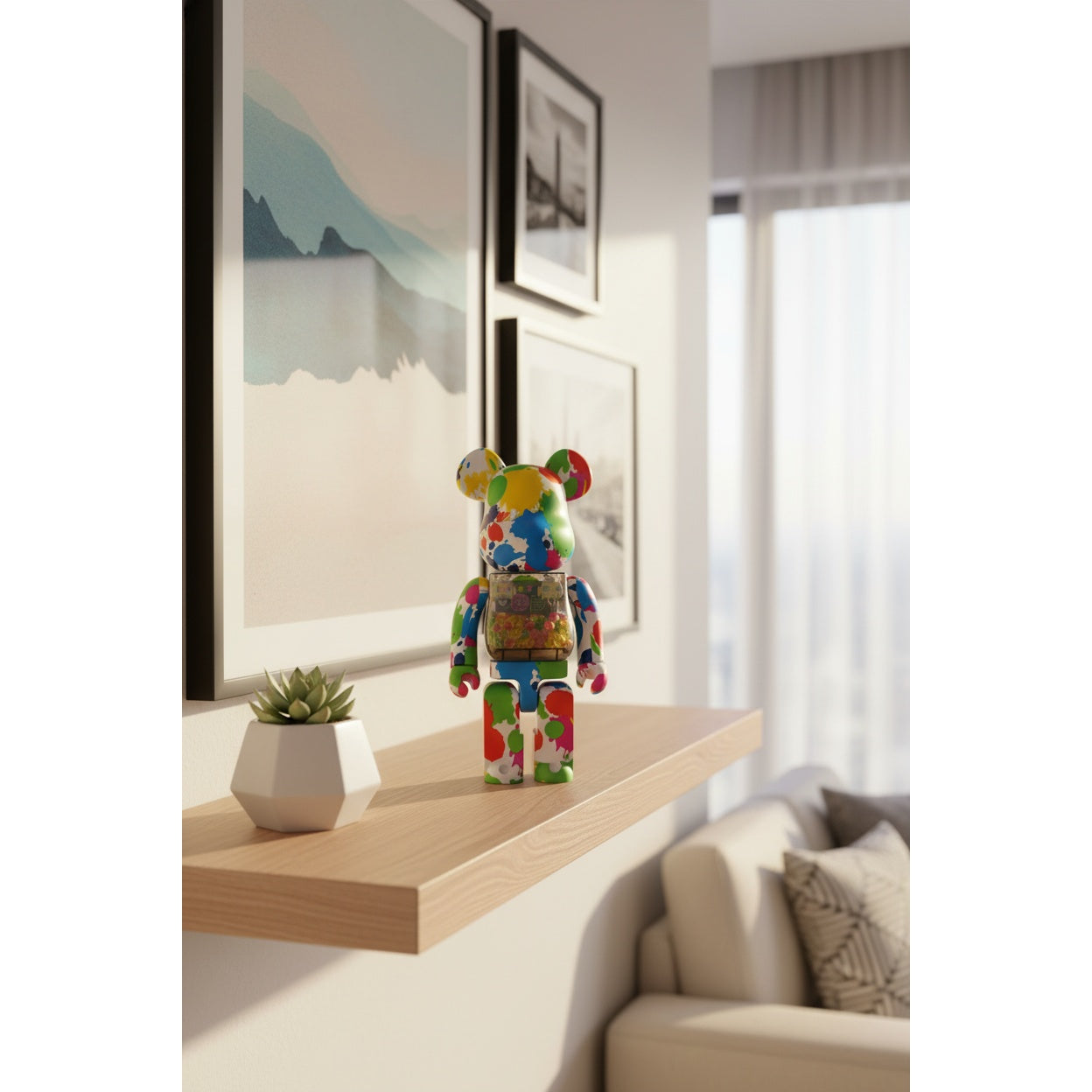 400% & 100% Bearbrick sæt - My First Bearbrick Baby (Color Splash)