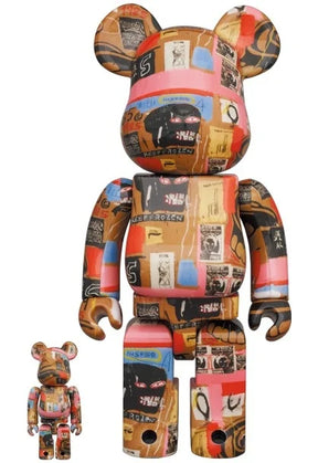 400% & 100% Bearbrick sæt - Andy Warhol x Jean-Michel Basquiat (V2 - Dentures)