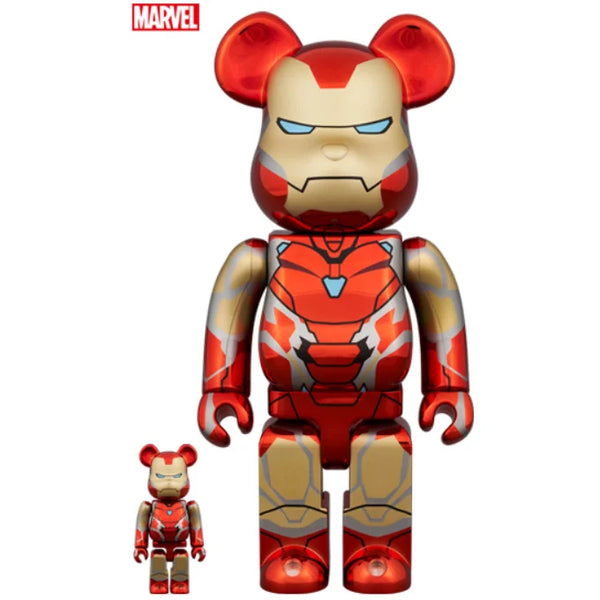 BE@RBRICK - BE@RBRICK IRON MAN MARK85  100％ & 400％ 400% & 100% Bearbrick - Iron Man - Mark 85 Chrome ed. (BWWT3)