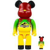 400% & 100% Bearbrick set - Jurassic Park (Groen & Geel)