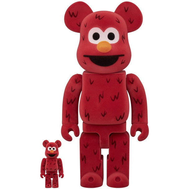 400% & 100% Bearbrick Set - Elmo (Geflockt)